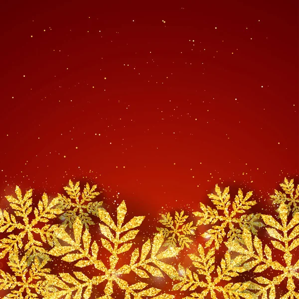 Vector Christmas New Year Greeting Card Sparkling Glitter Gold Textured — стоковый вектор