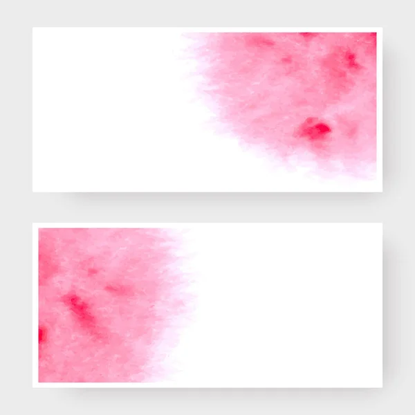 水彩スプラッシュ付き水平バナーのベクトルセット ピンクの水彩デザインカードセット — ストックベクタ