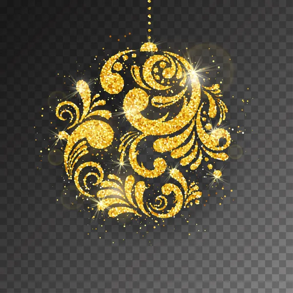 Vector Christmas New Year Greeting Card Sparkling Glitter Golden Textured — стоковый вектор