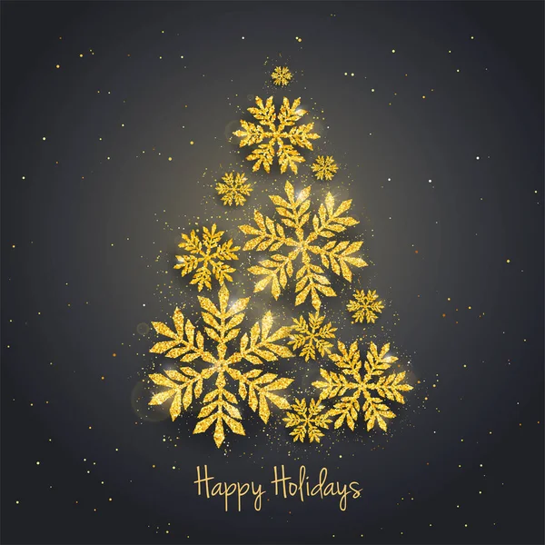 Vector Christmas New Year Greeting Card Sparkling Glitter Golden Textured — стоковый вектор