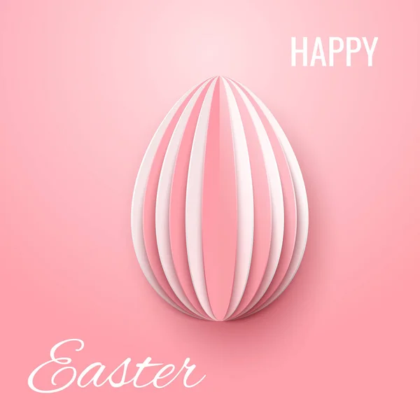 Vector Happy Easter Greeting Card Color Paper Easter Eggs Pink — Stock Vector