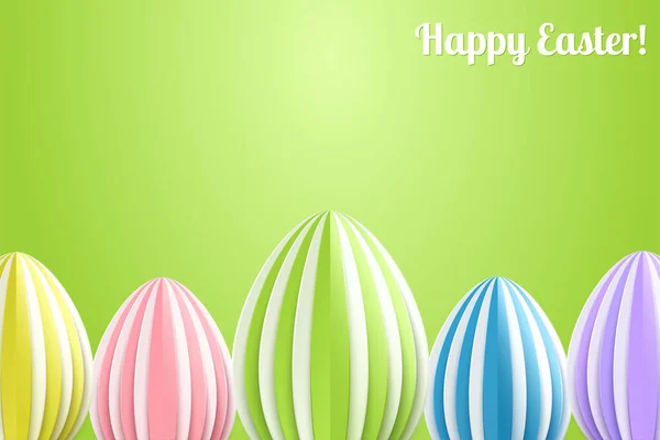 Yeşil Arkaplanda Renkli Kağıt Paskalya Yumurtaları Ile Mutlu Paskalya Tebrik — Stok Vektör