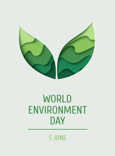 Παγκόσμια Ημέρα Περιβάλλοντος Banner Έννοια Χαρτί Περικοπή Φιλικό Προς Περιβάλλον — Διανυσματικό Αρχείο