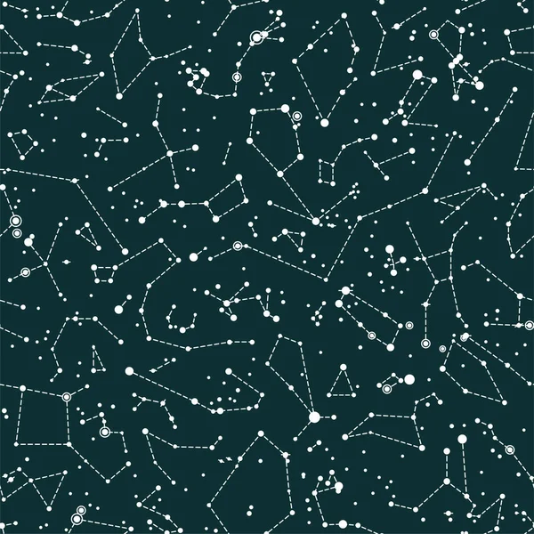 Vektorový Bezešvý Vzor Souhvězdími Zeleném Křídovém Pozadí Astronomie Vědecké Školy — Stockový vektor