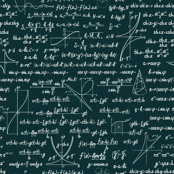 Matemáticas Vectoriales Patrón Sin Fisuras Con Diferentes Signos Figuras Fórmulas — Archivo Imágenes Vectoriales