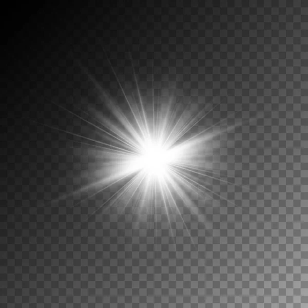 Vector Μαγεία Άσπρες Ακτίνες Λάμψη Φως Επίδραση Που Απομονώνονται Διαφανές — Διανυσματικό Αρχείο