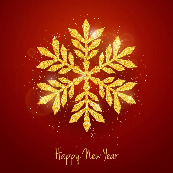 Vector Christmas New Year Greeting Card Sparkling Glitter Golden Textured — Stock Vector