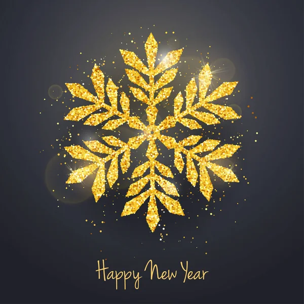 Vector Weihnachts Neujahrs Grußkarte Mit Glitzernder Goldener Strukturierter Schneeflocke Hintergrund — Stockvektor