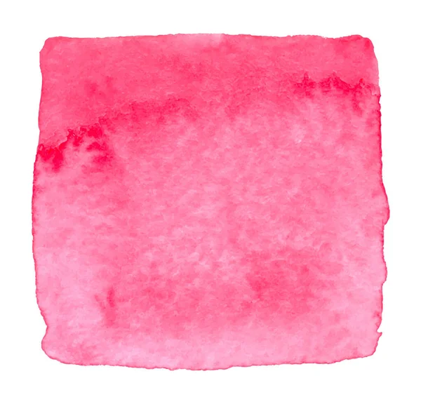 Vektor Rózsaszín Akvarell Négyzet Folt Elszigetelt Fehér Háttér — Stock Vector