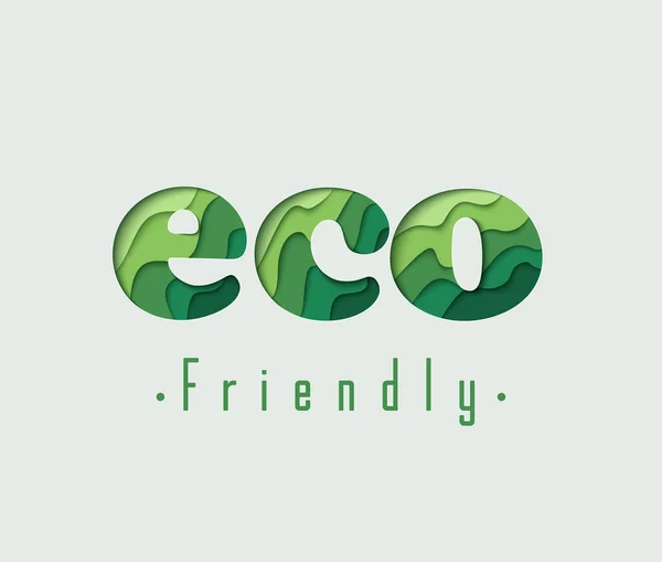 Eco Amigável Papel Corte Vetor Conceito Arte Ilustração Fundo Ecológico —  Vetores de Stock