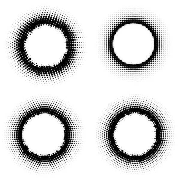 Vector Abstract Halftone Circle Frames Set Abstract Dotted Gradient Logo — Stock vektor