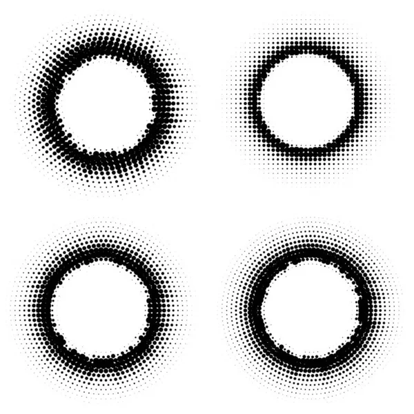 Wektorowe Abstrakcyjne Półtonowe Ramki Okręgu Ustawione Abstrakcyjne Elementy Projektu Gradientowego — Wektor stockowy