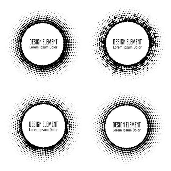 Vector Abstract Halftone Circle Frames Set Abstract Dotted Gradient Logo — Stock Vector