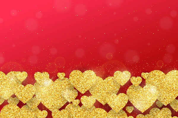 Ευτυχισμένη Ημέρα Του Αγίου Βαλεντίνου Ευχετήρια Κάρτα Χρυσό Λαμπερό Μοτίβο — Διανυσματικό Αρχείο