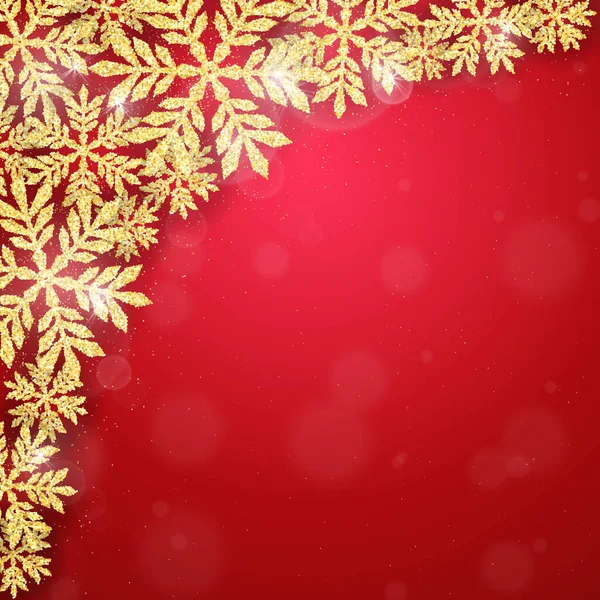 Καλά Χριστούγεννα Και Καλή Χρονιά Ευχετήρια Κάρτα Χρυσό Λαμπερό Πλαίσιο — Διανυσματικό Αρχείο