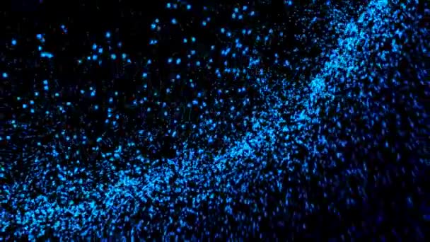 Abstract Technology Background Blue Moving Flicker Glowing Particles — Vídeo de Stock