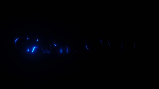 Game Neon Glowing Animation Black Background Render Glowing Neon Text — Stock videók