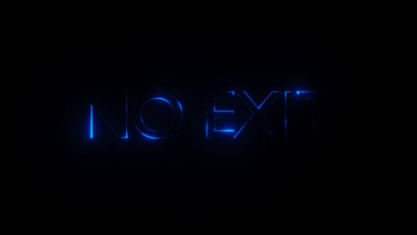 Exit Neon Glowing Animation Black Background Render Glowing Neon Text — Stockvideo