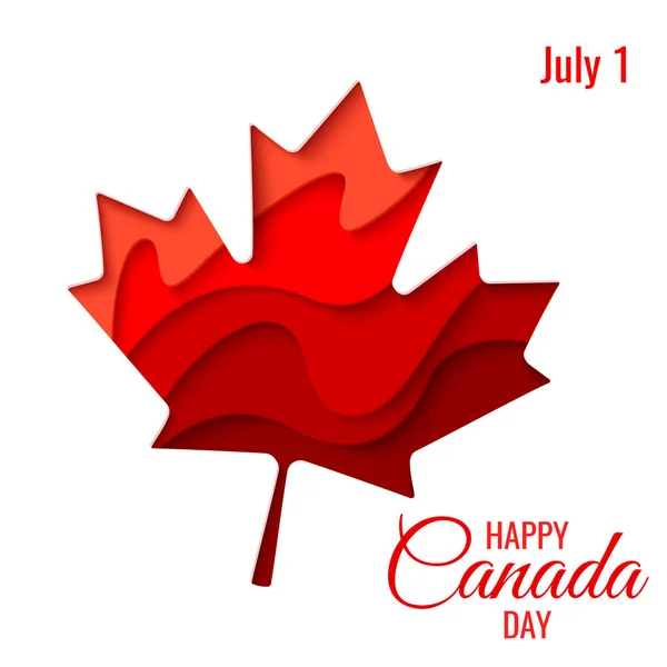 Happy Canada Day Vector Holiday Poster Red Paper Cut Canada — Stockový vektor