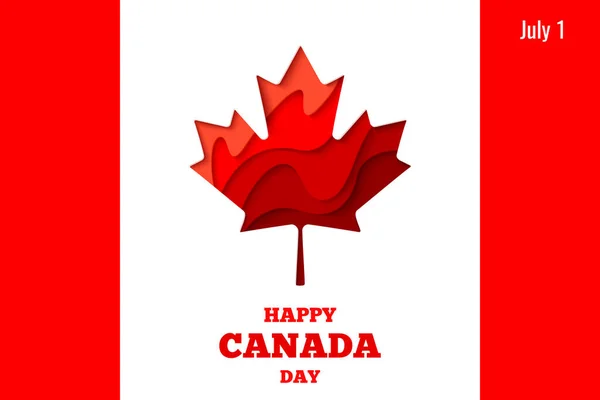 Happy Canada Day Vector Holiday Poster Red Paper Cut Canada — Vettoriale Stock