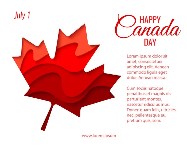 Happy Canada Day Vector Holiday Background Red Paper Cut Canada — Vettoriale Stock