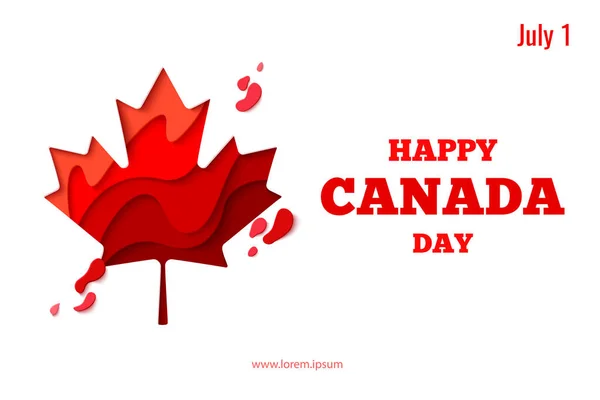 Happy Canada Day Vector Holiday Background Red Paper Cut Canada — Vettoriale Stock