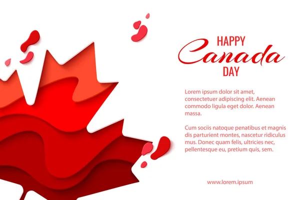 Happy Canada Day Vector Vakantie Poster Met Rood Papier Gesneden — Stockvector