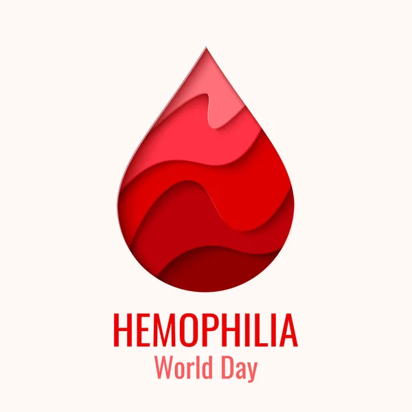 World Hemophilia Day Vector Background Awareness Poster Red Paper Cut — Stockvektor