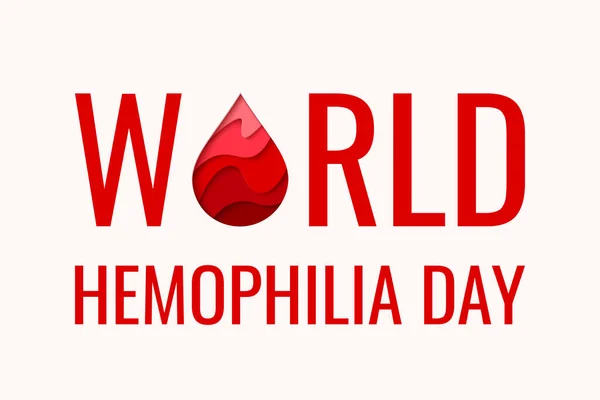 World Hemophilia Day Vector Background Awareness Poster Red Paper Cut — Stockvektor