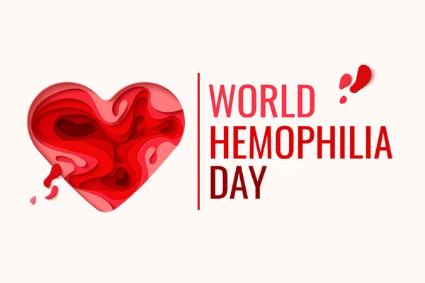 World Hemophilia Day Vector Background Awareness Poster Red Paper Cut — Stockvektor