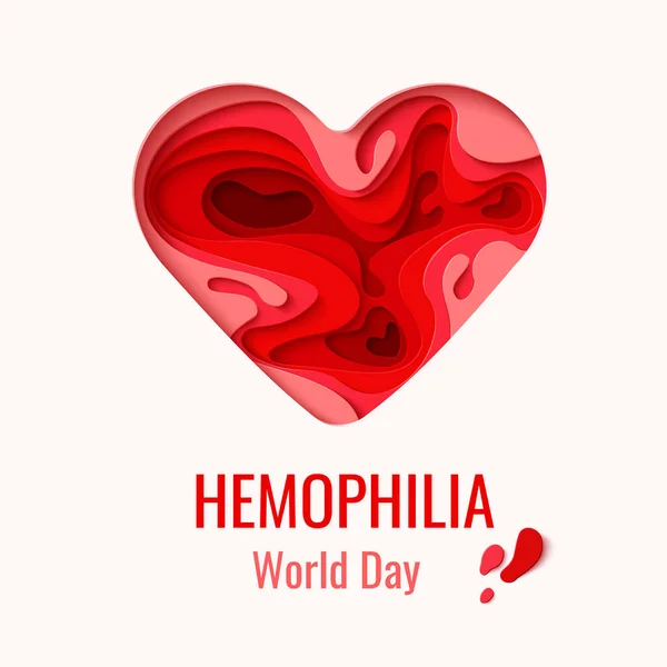 World Hemophilia Day Vector Background Awareness Poster Red Paper Cut — Stockvektor