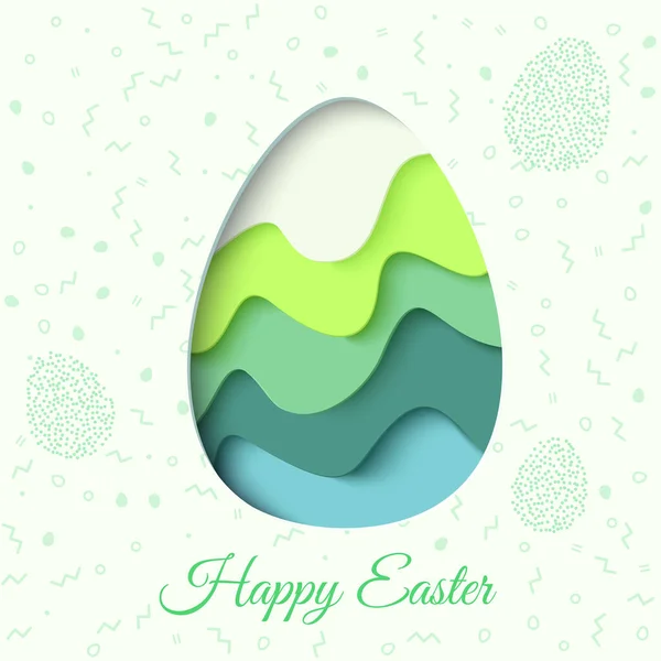 Happy Easter Greeting Card Paper Cut Easter Egg Concept Design — Stock Vector