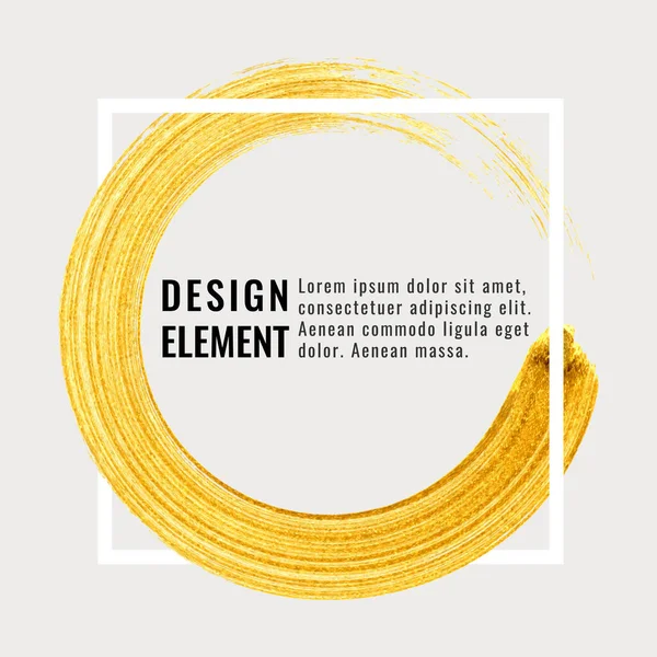 Gold Hand Drawn Paint Circle Brush Stroke Frame Abstract Vector — Archivo Imágenes Vectoriales