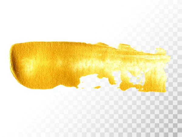 Gold Hand Drawn Paint Brush Stroke Isolated Transparent Background Abstract — Image vectorielle