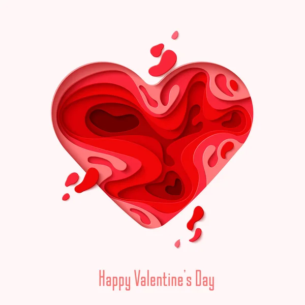 Happy Valentines Day Greeting Card Paper Cut Heart Concept Design — Image vectorielle