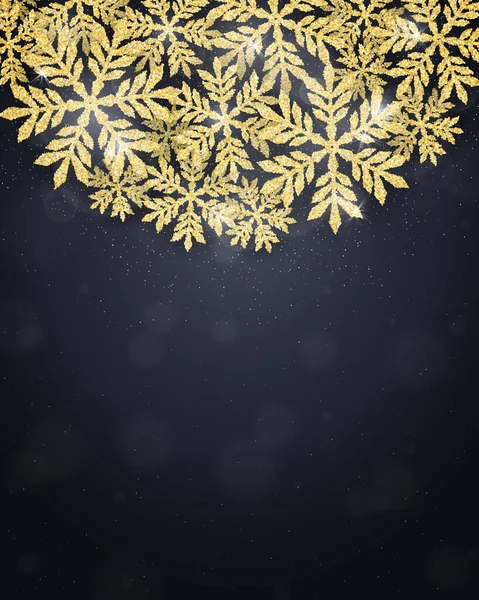 Joyeux Noël Bonne Année Carte Vœux Avec Scintillant Cadre Flocons — Image vectorielle