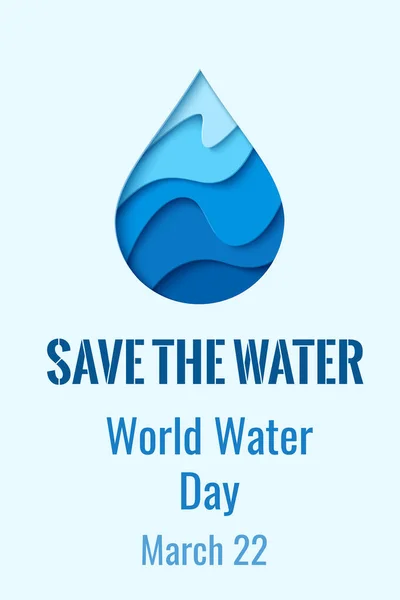 Αποθηκεύστε Νερό Χαρτί Περικοπή Νερό Πτώση Οικολογία Έννοια Υπόβαθρο Παγκόσμια — Διανυσματικό Αρχείο