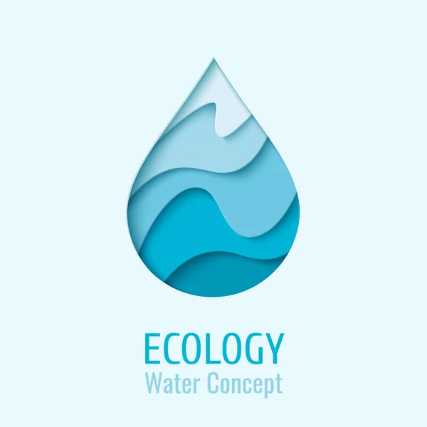 Water Drop Ecology Logo Design Template Vector Abstract Waterdrop Paper — стоковый вектор