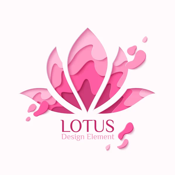 Lotus Sembolü Kağıt Sanat Konsepti Logosu Origami Kağıt Kesim Tarzında — Stok Vektör