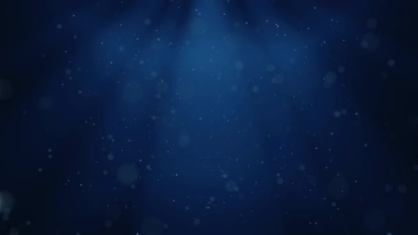 Abstract White Floating Dust Particles with Flare on Dark Blue Background — Video