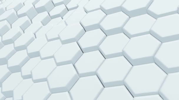 Abstract White Hexagonal Waving Surface Sci-Fi Background, 3d Loopable Animation 4k — Vídeo de Stock