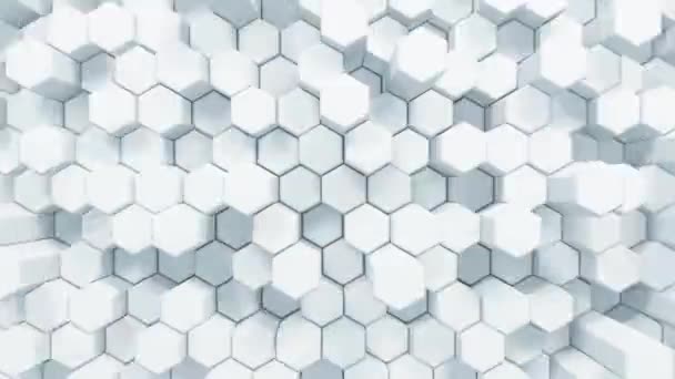 Abstract White Hexagonal Waving Surface Sci-Fi Background, 3d Loopable Animation 4k — Video