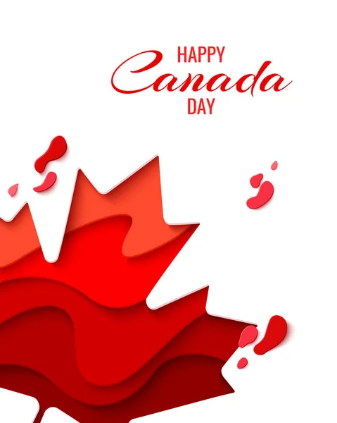 Happy Canada Day Vector Vakantie Achtergrond Met Rood Papier Gesneden — Stockvector
