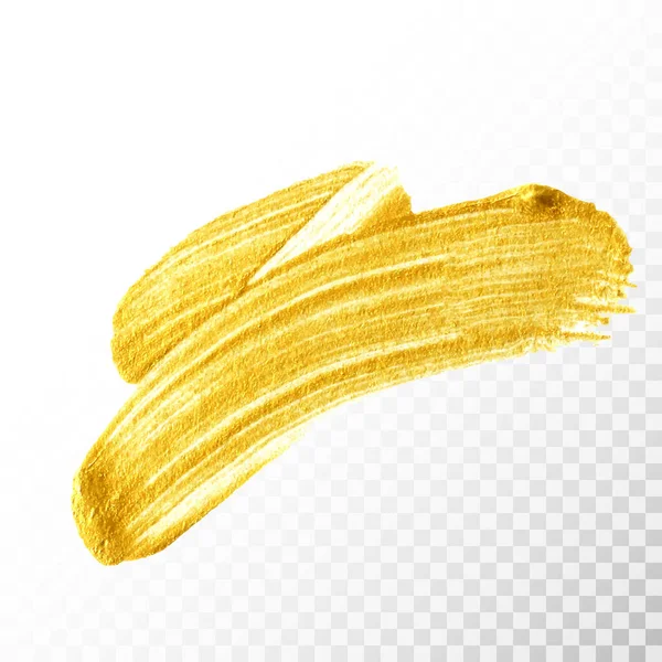 Gold Hand Drawn Paint Brush Stroke Isolated Transparent Background Abstract — Vector de stock