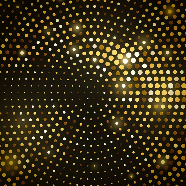 Abstract Black Background Retro Golden Glitter Halftone Ornament Template Luxury — Stock vektor