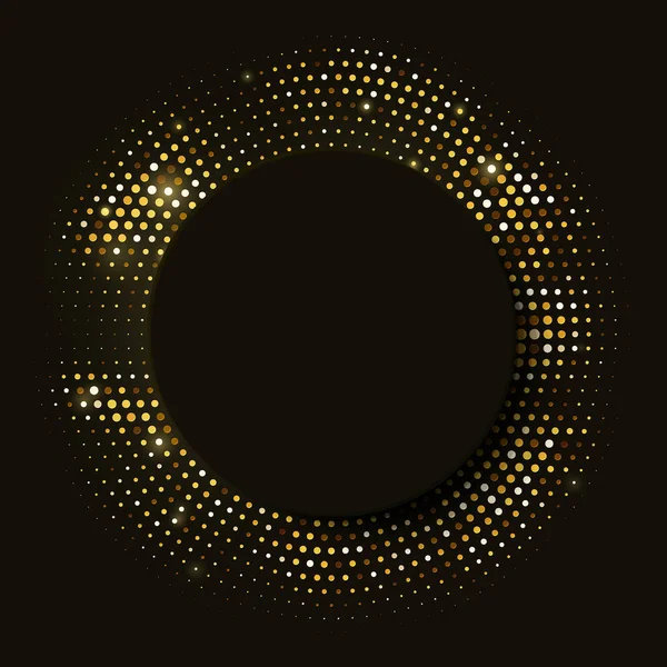 Abstraktes Vektor Retro Goldenes Glitzerhalbton Ornament Auf Schwarzem Hintergrund Mit — Stockvektor