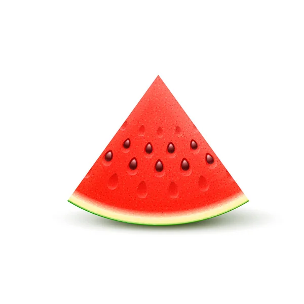 Watermelon Sliced Fruit Juicy Piece Cut Isolated White Background Vector — Archivo Imágenes Vectoriales