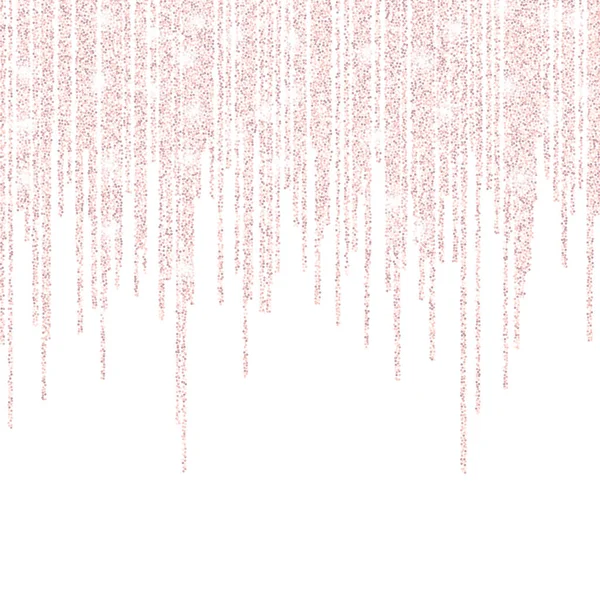 Vector Falling Lines Gold Rose Glitter Confetti Dots Rain Pink — Stock Vector