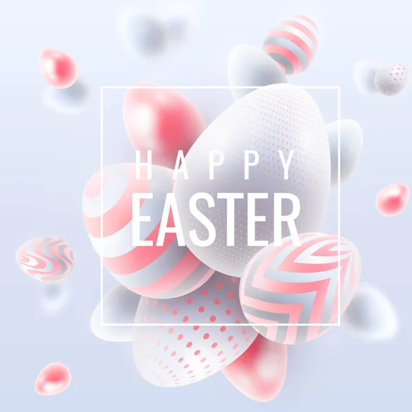 Vector Happy Easter Holiday Background Abstract Composition Easter Eggs White — Stock Vector