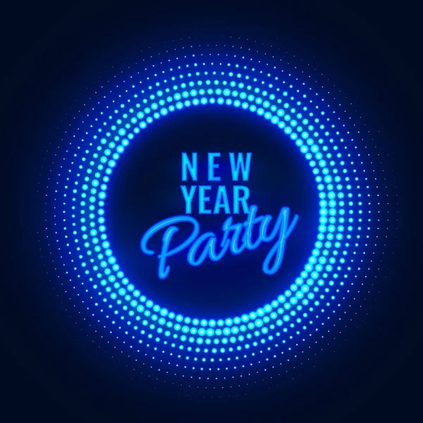 Neujahrs Party Banner 2019 Saisonale Urlaubs Vektoreinladungsvorlage Mit Neonblau Glitzerndem — Stockvektor